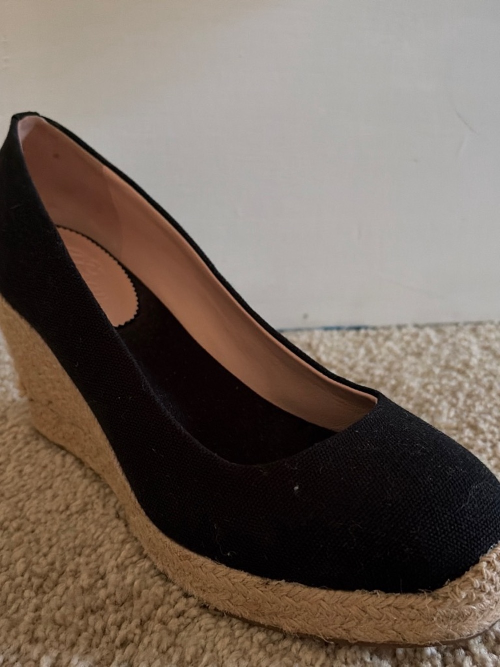 J. Crew Black Canvas Wedge Espadrilles